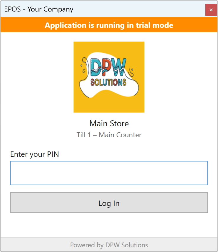 Login screen